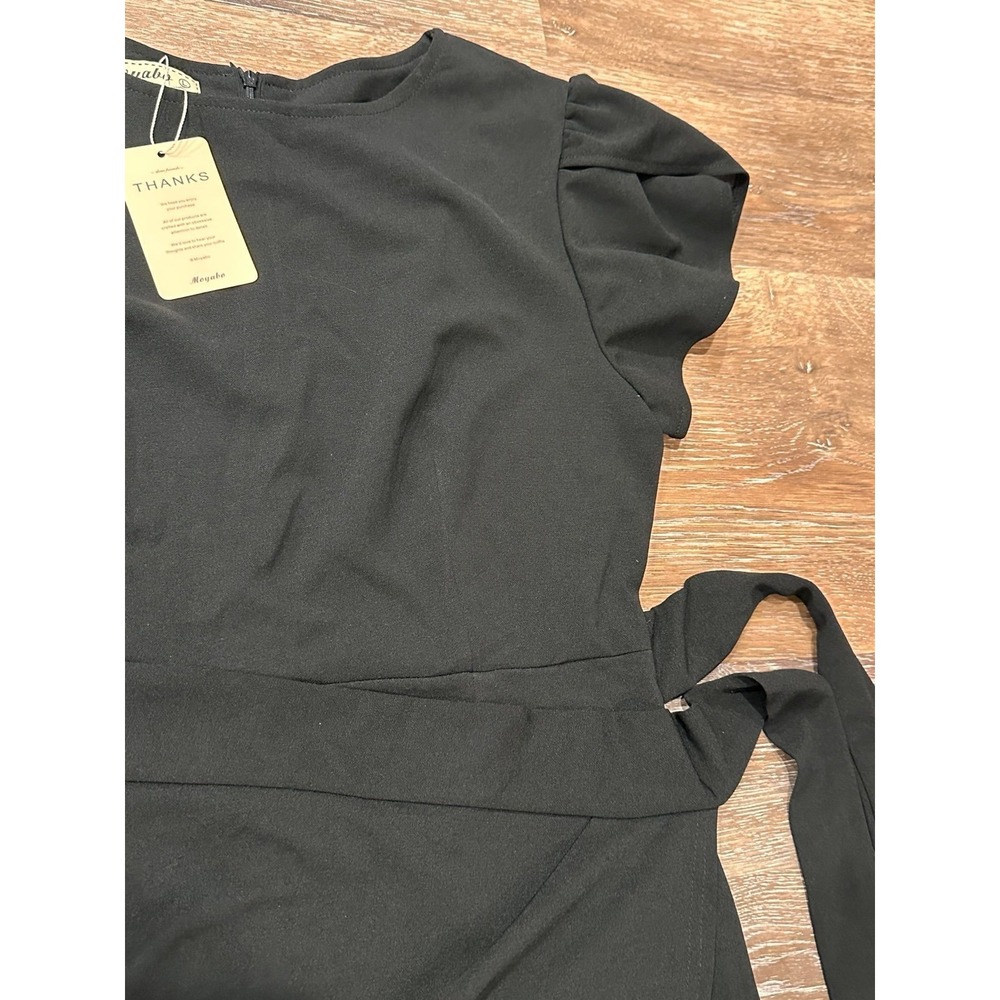 Moyabo Black Ruffle Sleeve Flared A Line Swing Casual Party Cocktail Dress Large - Picture 3 of 7